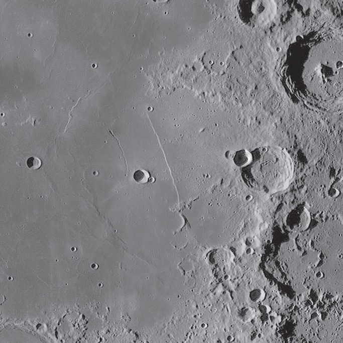 En lune décroissante, on donne également à la formation le nom « d’épée dans la Lune » (épée de Huygens). NASA/GSFC/Arizona State University