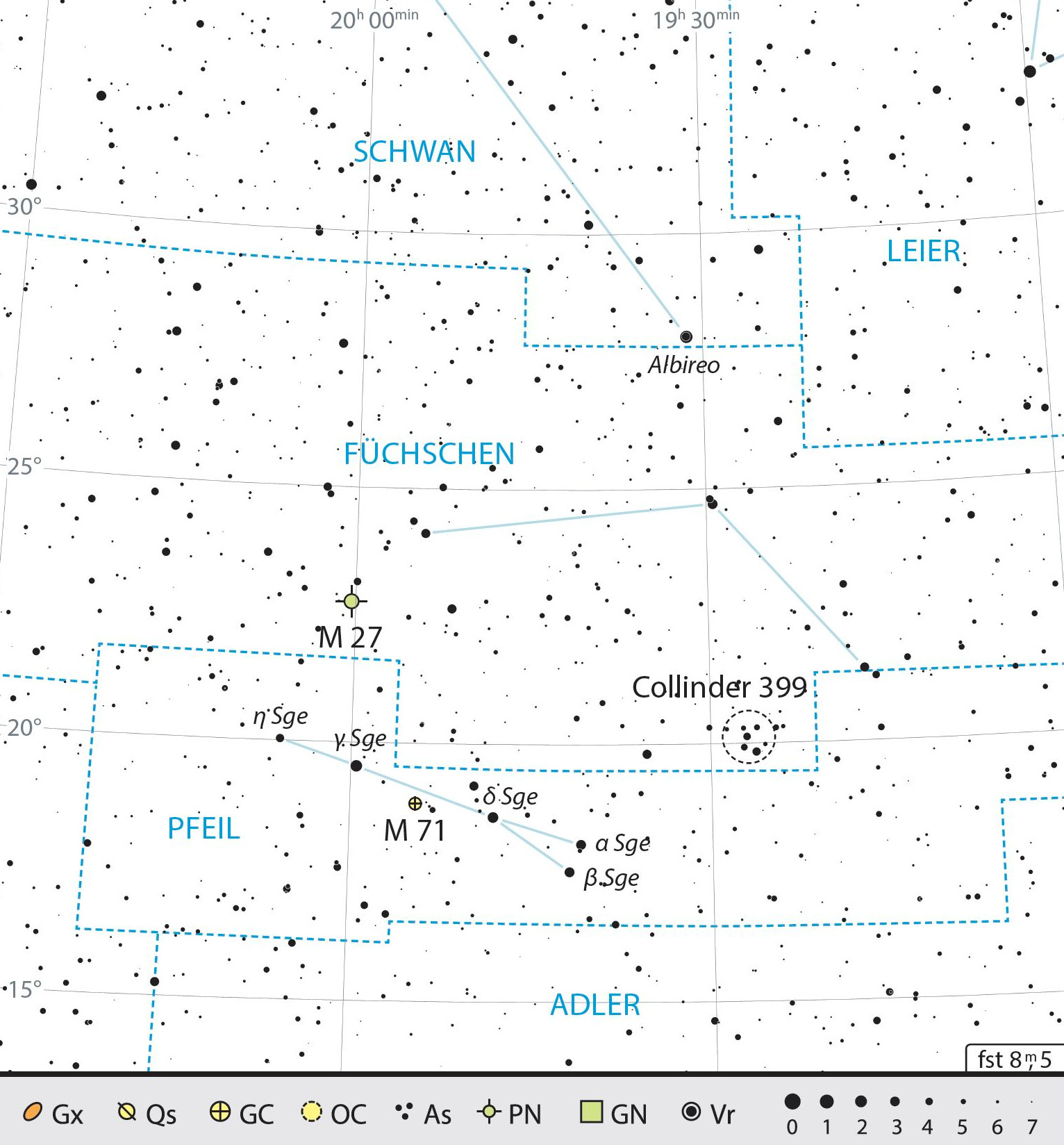 Carte générale des constellations de la Flèche et du Petit Renard, avec conseils pour son observation. J. Scholten