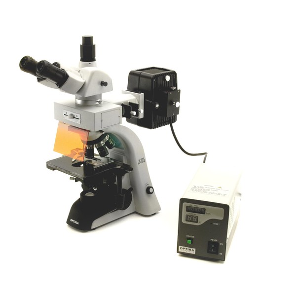 Microscope Optika B-353FL , trinoculaire, HBO fluorescence, X-LED