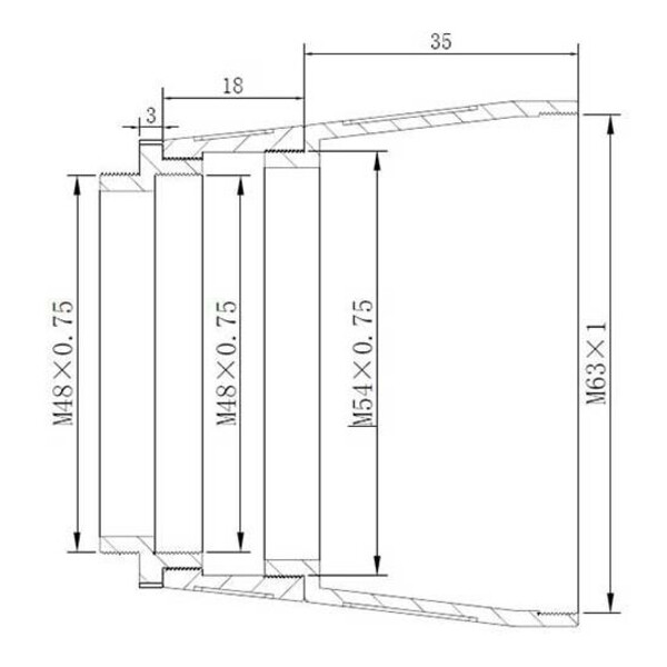 Adaptateur de projection TS Optics Adapter from M63x1 male to M48x0.75 male