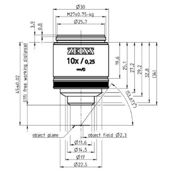 Objectif ZEISS Objektiv EC Epiplan 10x/0,25 M27