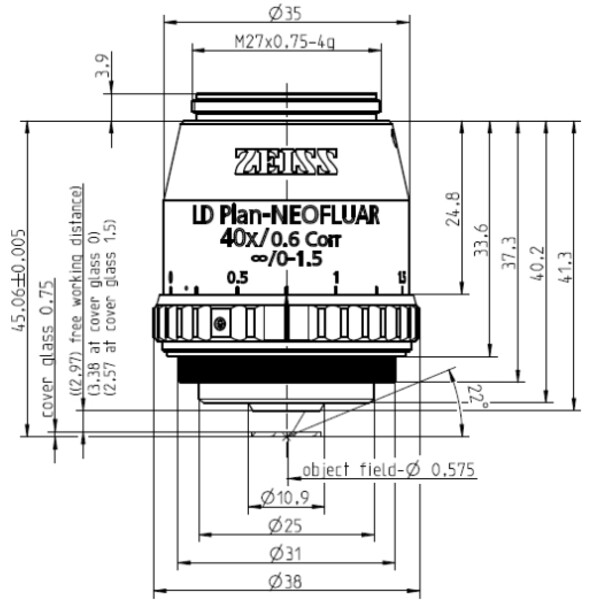 Objectif ZEISS Objektiv LD Plan-Neofluar 40x/0,6 Korr wd=3,3mm