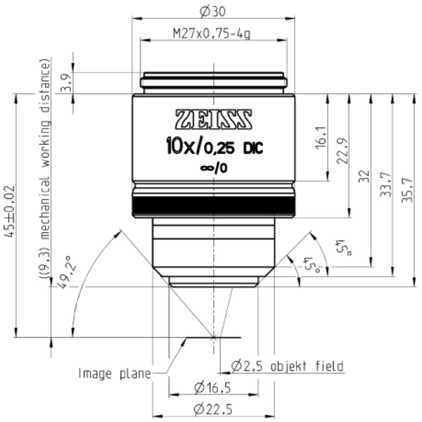 Objectif ZEISS Objektiv EC Epiplan-Neofluar 10x/0,25 DIC wd=9,3mm