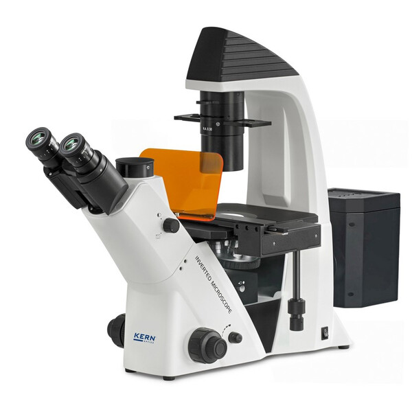 Microscope inversé Kern OCM 167, FL, PH, trino, Abbe-N.A.-0,3-Kondensor fix, 10x-40x, Al, Dl, 5W LED