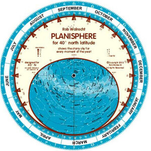 Carte du ciel Rob Walrecht Planisphere 40°N 25cm