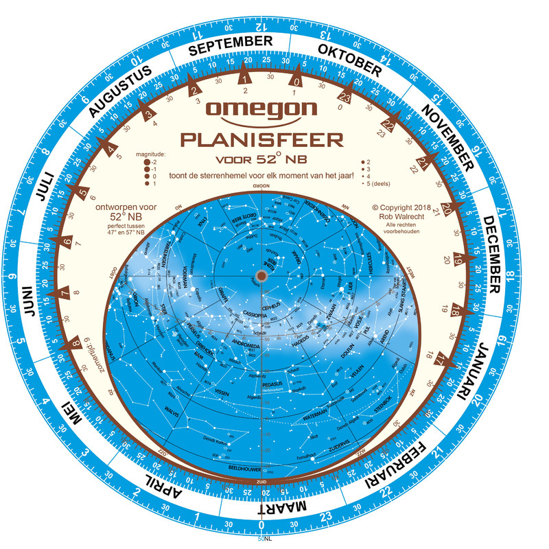 Carte du ciel Omegon Sternkarte Planisphere 25cm / 52°