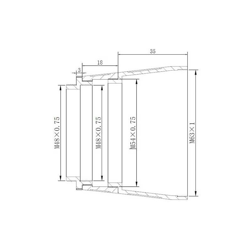 Adaptateur de projection TS Optics Adapter from M63x1 male to M48x0.75 male