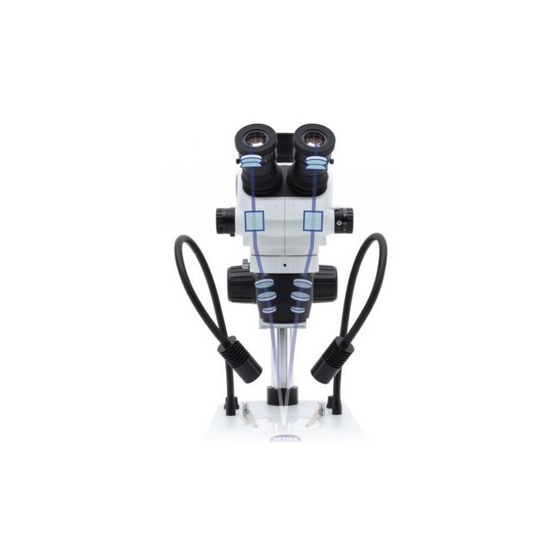 Microscope stéréo zoom Optika SZO-1, binoculaire, 6,7-45x, statif à colonne, sans éclairage