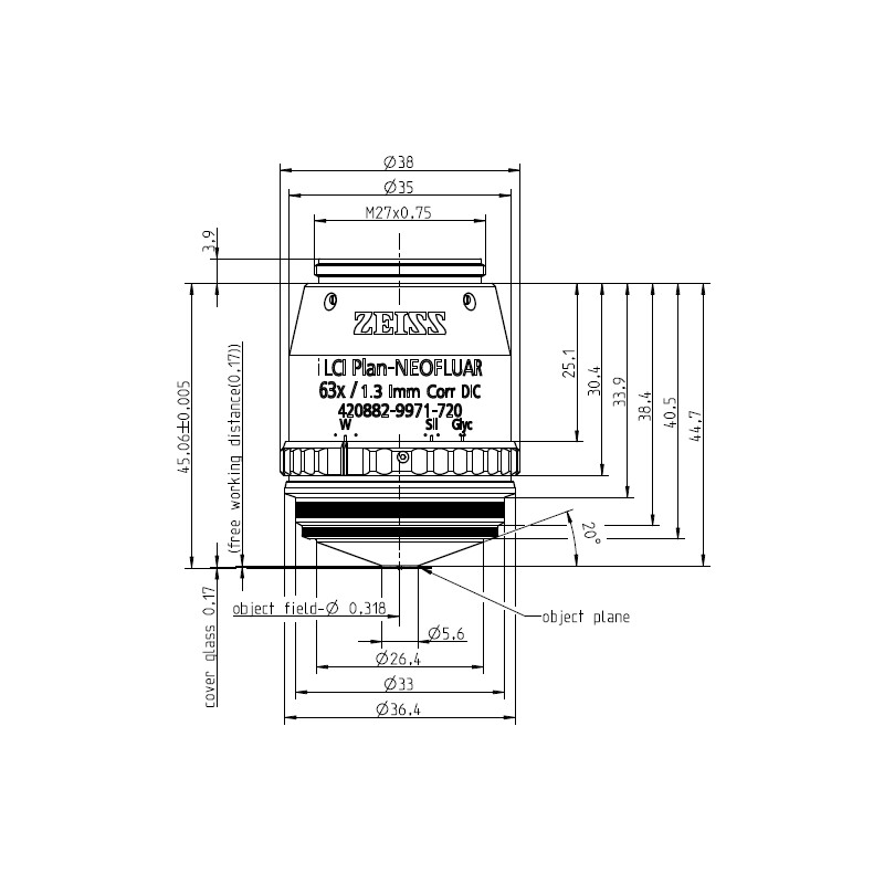 Objectif ZEISS Objektiv i LCI Plan-Neofluar 63x/1,3 Imm Korr DIC wd=0,17mm