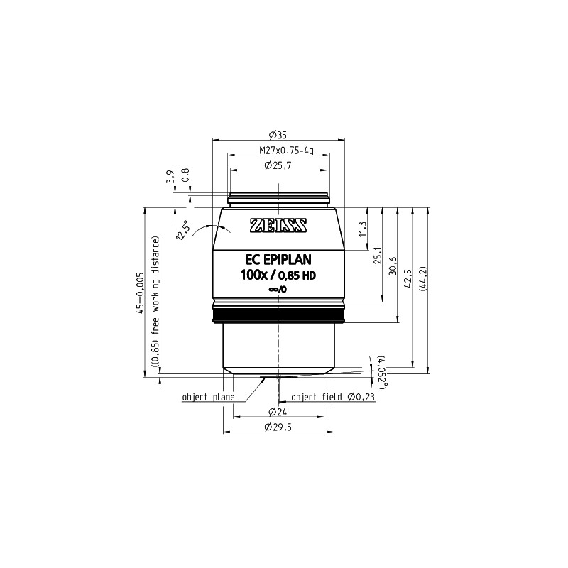 Objectif ZEISS Objektiv EC Epiplan 100x/0,85 HD wd=0,87mm