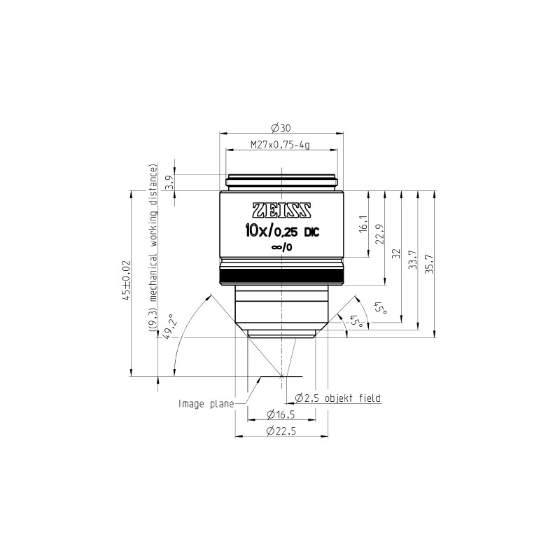 Objectif ZEISS Objektiv EC Epiplan-Neofluar 10x/0,25 DIC wd=9,3mm