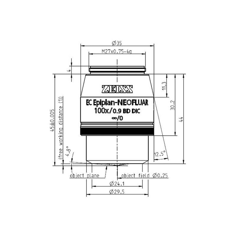 Objectif ZEISS Objektiv EC Epiplan-Neofluar 100x/0,9 HD DIC wd=1.0mm