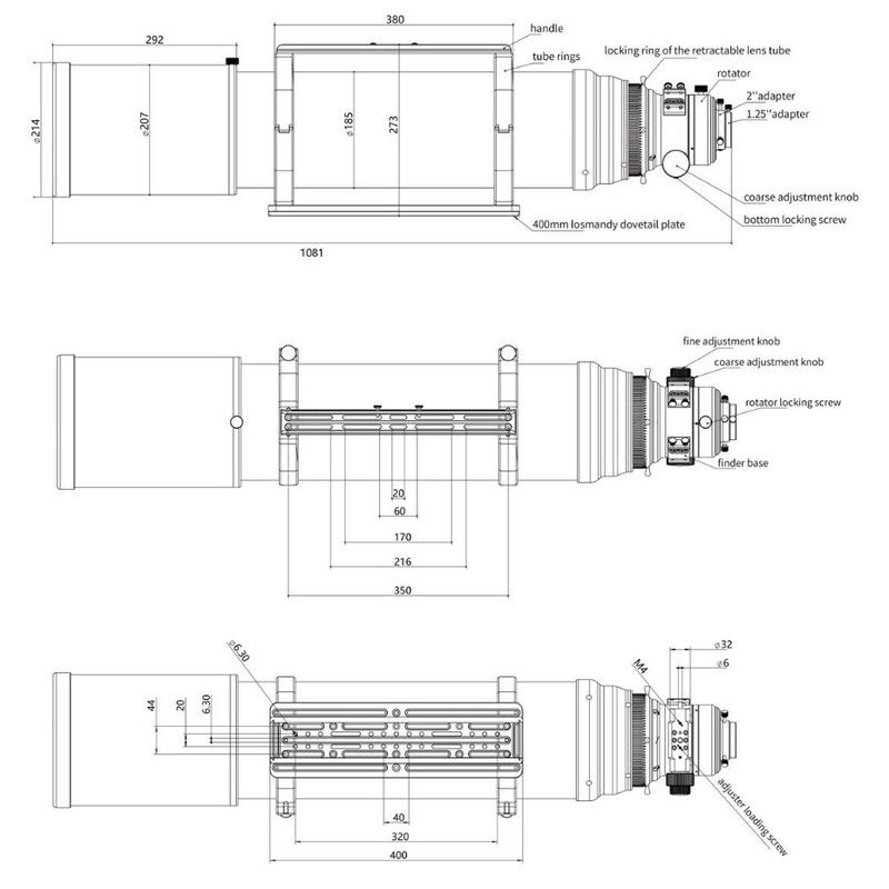 Lunette apochromatique Askar Apochromatischer Refraktor AP 185/1295 Triplet OTA