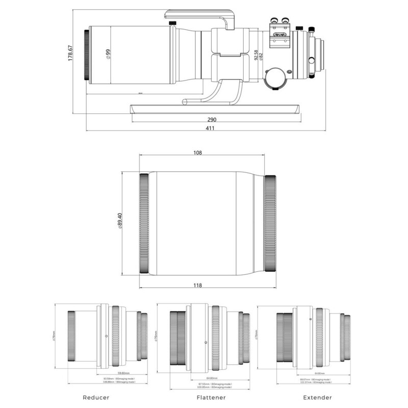 Lunette apochromatique Askar Apochromatischer Refraktor AP 60/360 80/500 V OTA