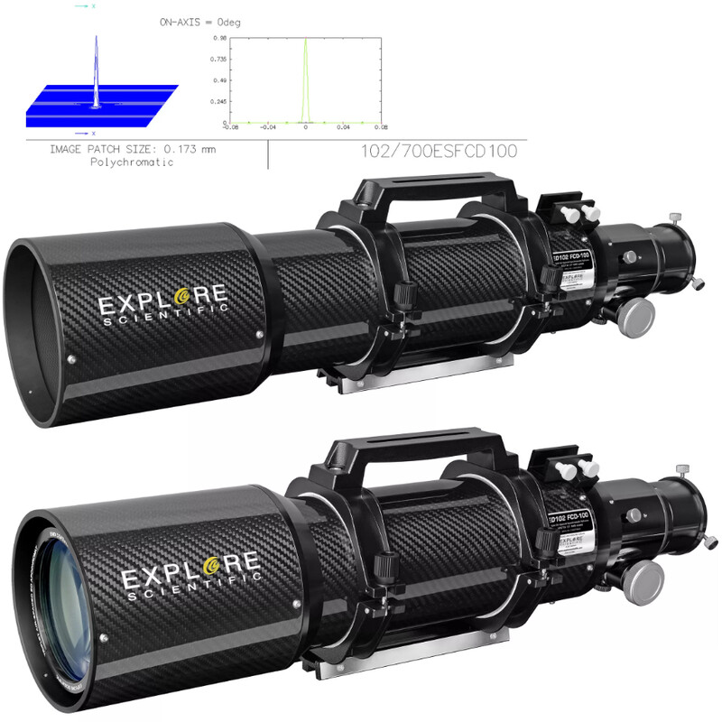 Lunette apochromatique Explore Scientific AP 102/714 ED FCD-100 CF Hexafoc iEXOS-100 PMC-8 Wi-Fi GoTo