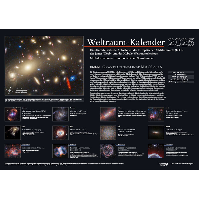 Calendrier Astronomie-Verlag Weltraum-Kalender 2025